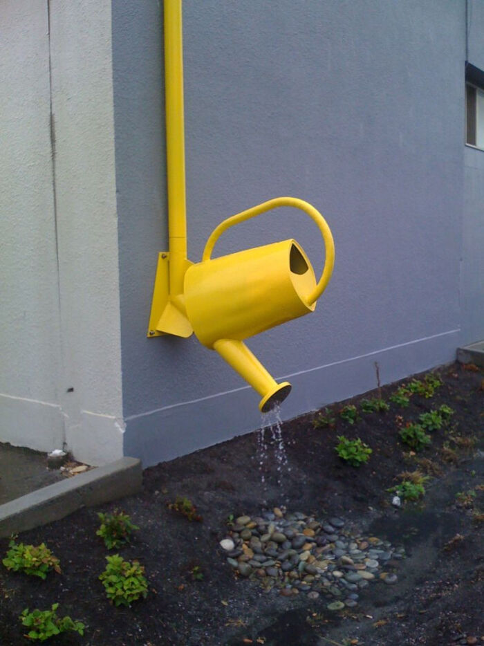 这个园艺艺术的博客有很多漂亮的创意,比如这个下水管,焊上一个花洒