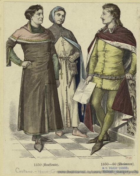中世纪男性服装描写图片