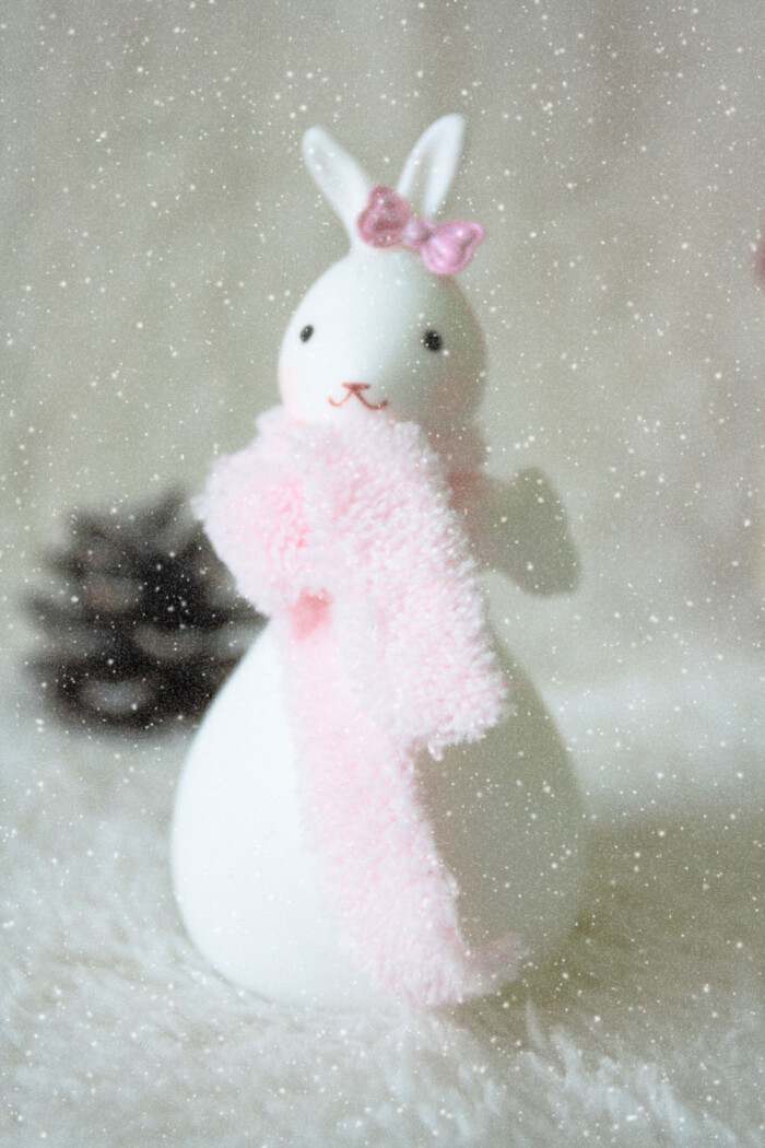 好纯美的兔子雪人,粉嫩啊