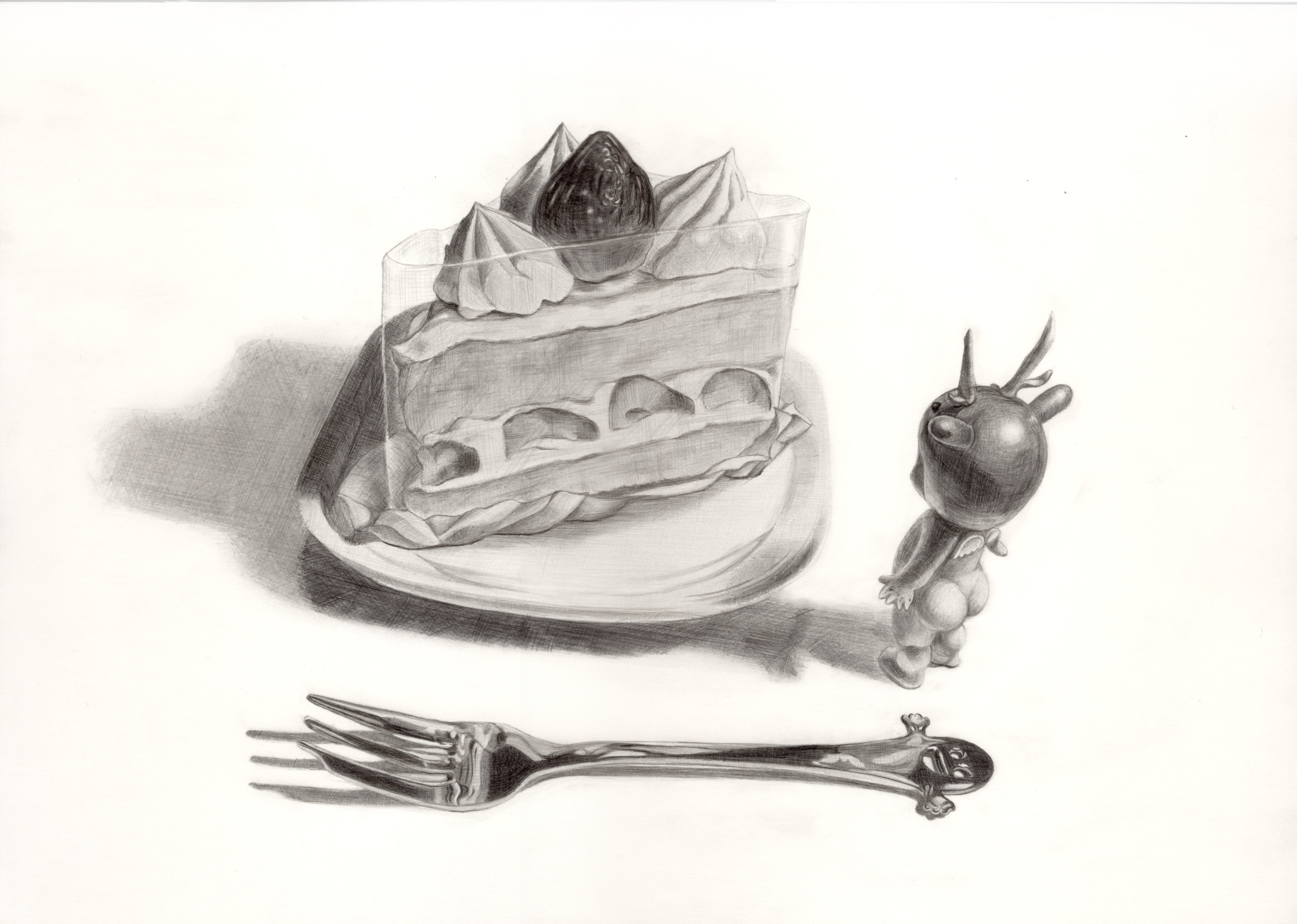 蛋糕素描画 步骤图片