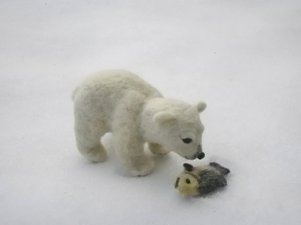 needle felted polar bear cub/by ~ivetae123