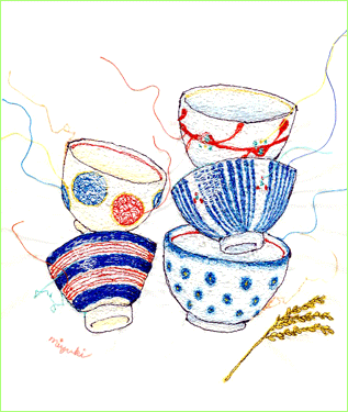 miyuki sakai 插画 日本系列 日式茶杯