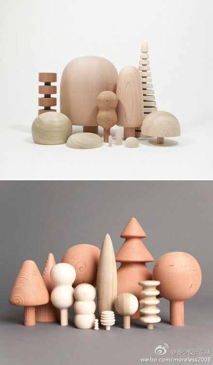 设计师mark giglio利用木材边角料制作了这个"森林家族"系列