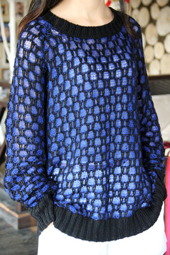 欧美风外贸原单复古着森林系森女文艺镂空网眼针织衫毛衣女款宽松