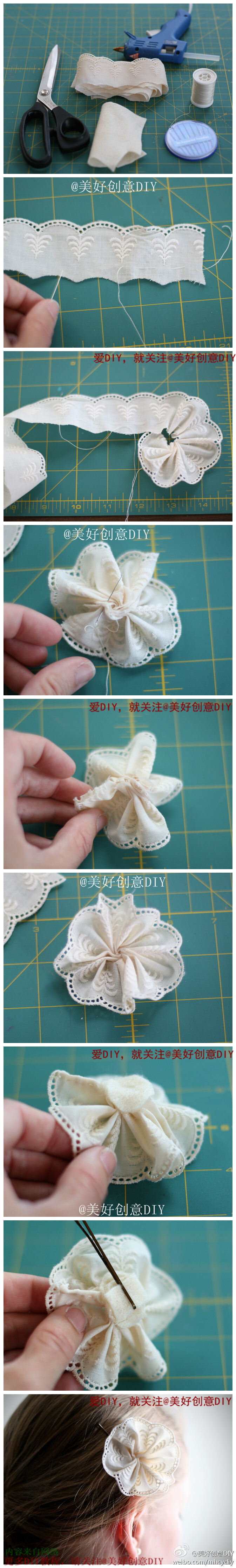 蕾丝发饰diy教程