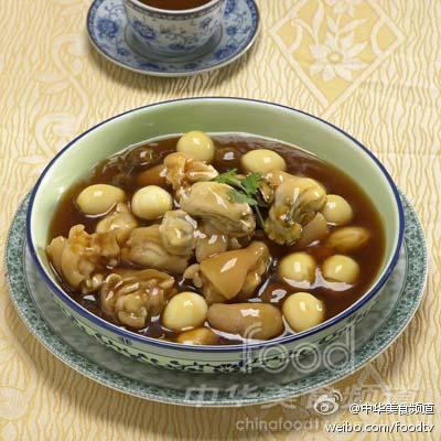 菜谱1.米汤改刀汆水.鹌鹑,生姜蛋煮熟v菜谱.2.猪蹄牡蛎图片