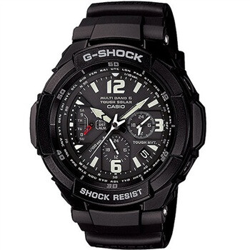 casio卡西欧 顶级g-shock 酷黑太阳能六局电波飞行男表