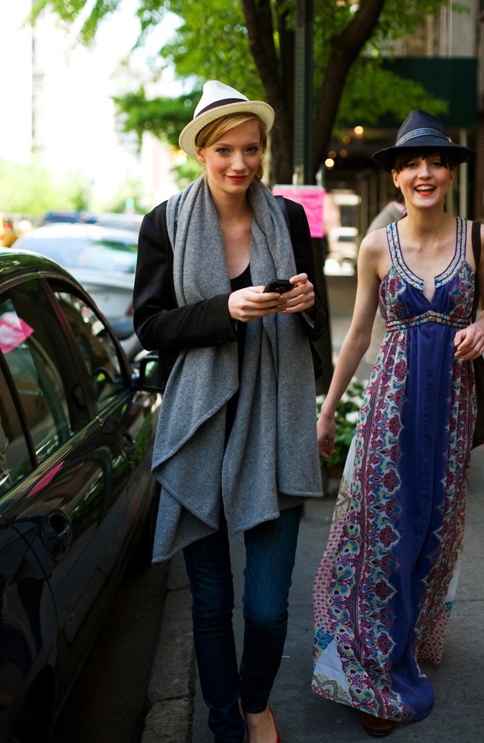 on the street…shiny happy models wear