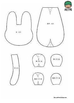 两款可爱的不织布兔子手工制作教程,手工制作小兔子图纸