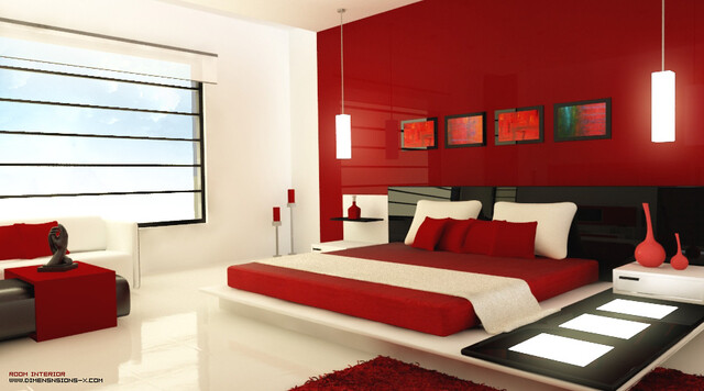 浓浓的红色,热烈而温馨,红色,婚房,房间,卧室,新房