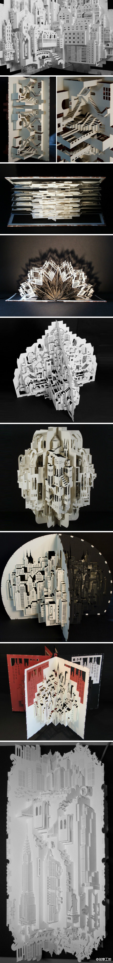 来自阿姆斯特丹的剪纸艺术家ingrid siliakus的立体剪纸建筑作品,细节