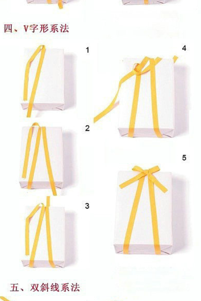 礼盒包装丝带v字形系法