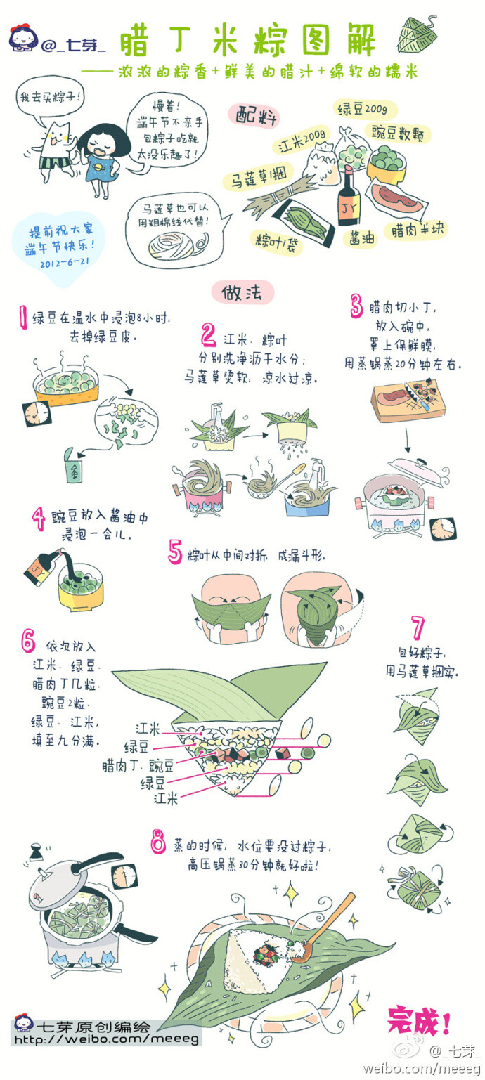 包粽子的步骤6步卡通图片