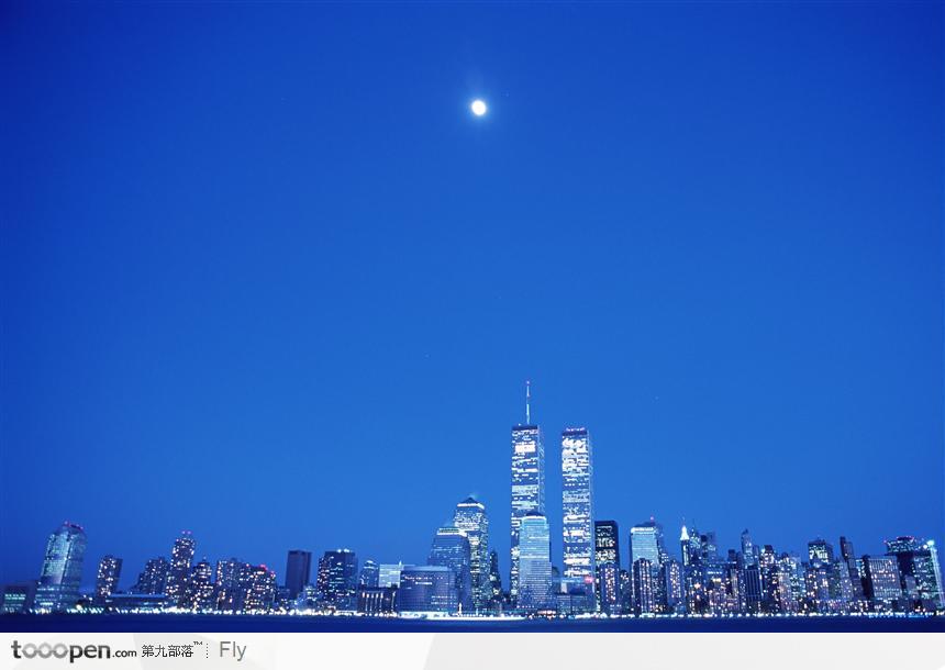 夜色 月亮 都市夜景世界景观图片素材