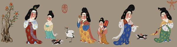 摘花仕女图