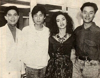 陈百强,王杰,梅艳芳,张国荣大概20年前的照片