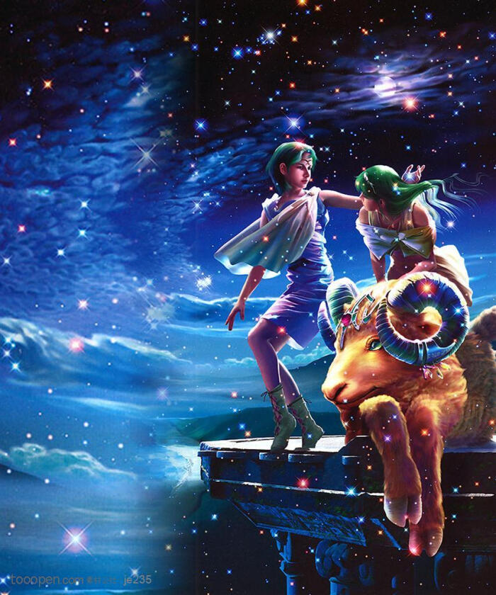 蓝海梦幻星座美图-牡羊座艺术设计图片素材