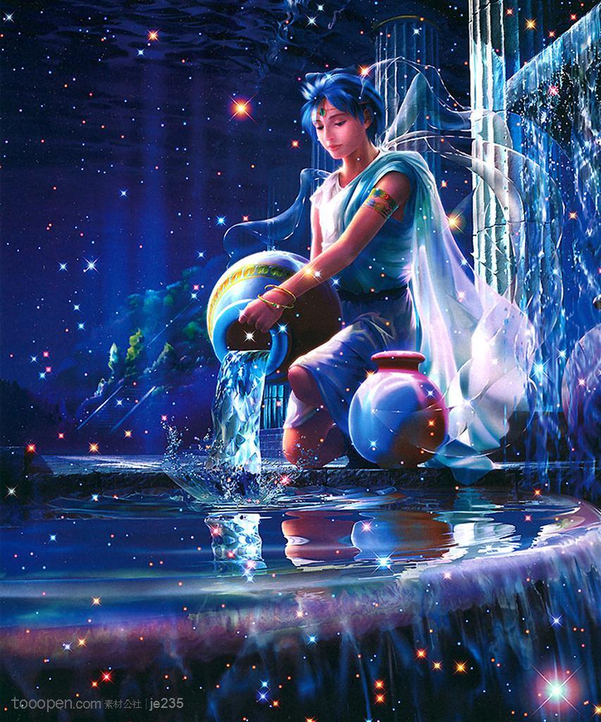 蓝海美图梦幻水瓶-星座座艺术设计图片素材双子座狮子座配对图片