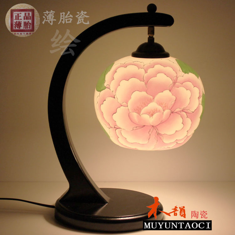 木韵 景德镇薄胎陶瓷灯 中式灯具 台灯 宫廷手绘牡丹299元