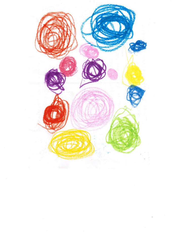 女儿三岁画的毛线团
