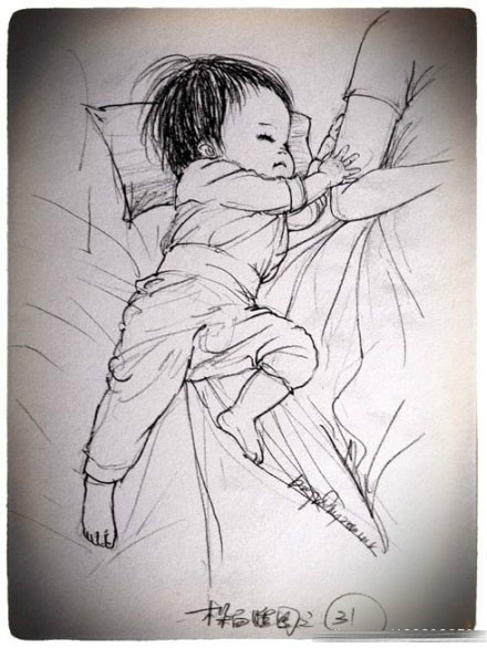 一位爸爸给女儿画的百睡图,超有爱.