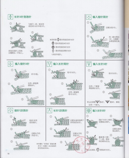 长针3针泡泡针 钩针符号图解,钩针基础
