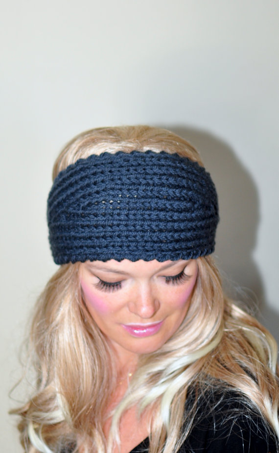 headband crochet earwarmer 100% wool gra…-堆糖,美好生活研究所