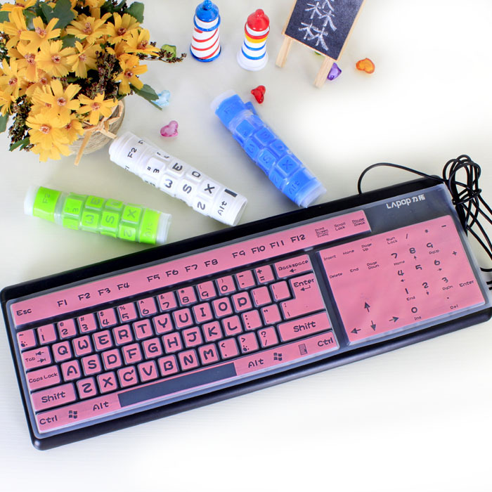 黑森林★创意家居甜美糖果色缤纷键盘模台机式通用模t