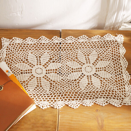 长方形手工钩制棉线餐垫桌垫装饰垫
