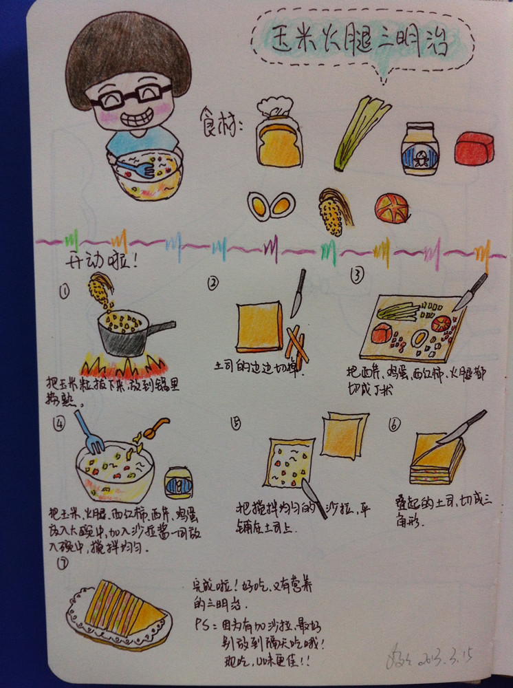 哈哈.把过程都画下来,好好玩.以后可以变菜谱咯