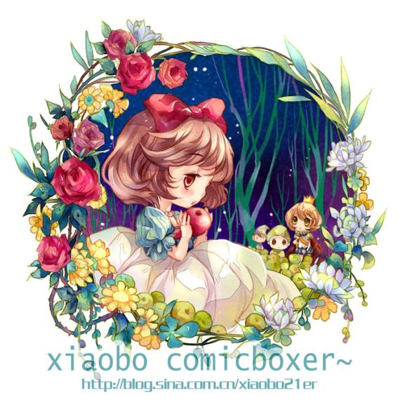 动漫q版人物 白雪公主 二次元 可爱 插画