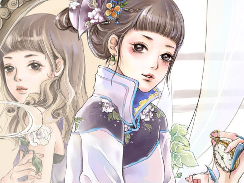 森系少女 手绘 插画 水粉画 壁纸
