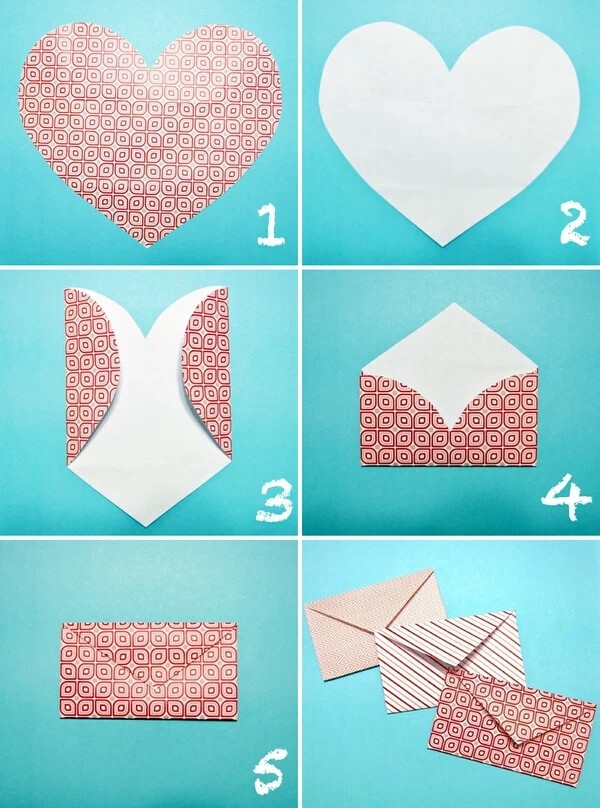 非常简单的心型纸折信封