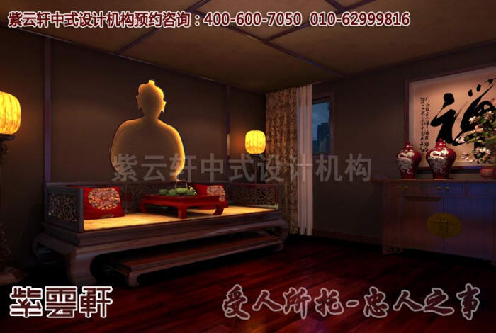 现代中式风格禅室轻纱浮动,古灯幽幽,古风禅意,所有的红尘纷扰,此刻都