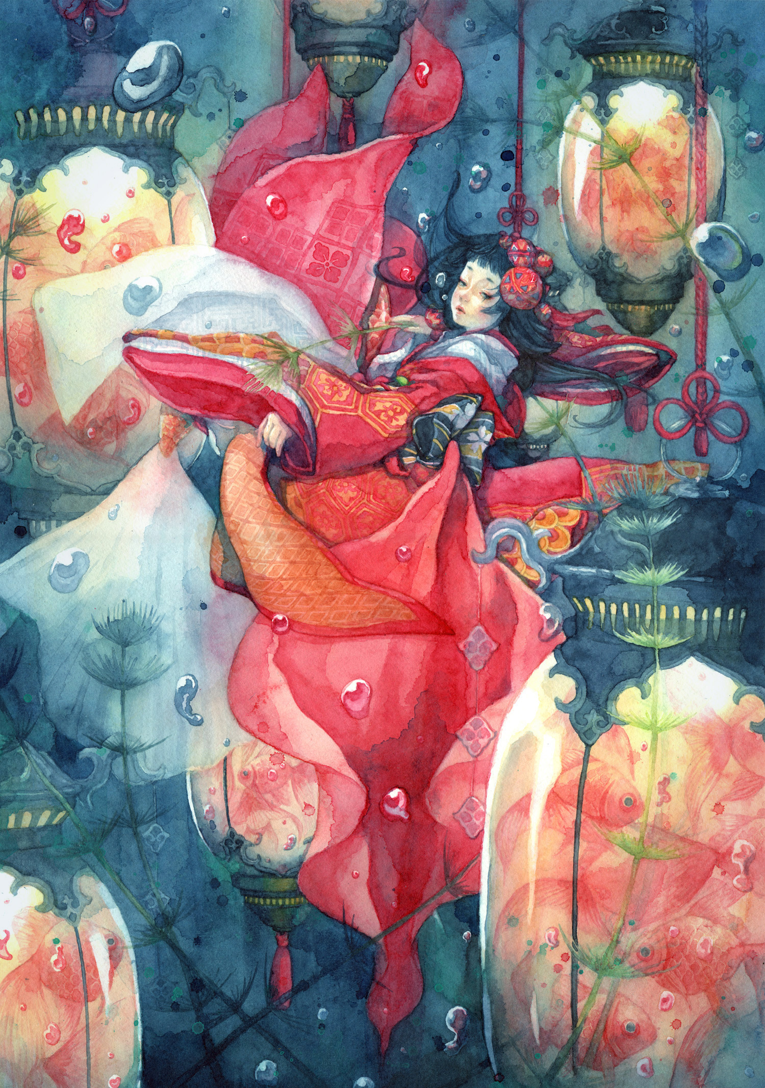 手绘 水彩 插画 唯美 色彩 by朱华id=34865