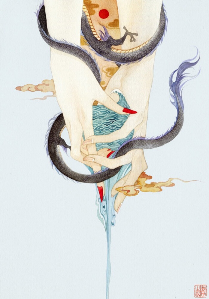 鹿菏 古风 水彩 插画 浮生物语