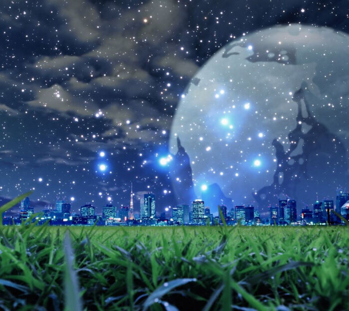 画 城市 星空 夜