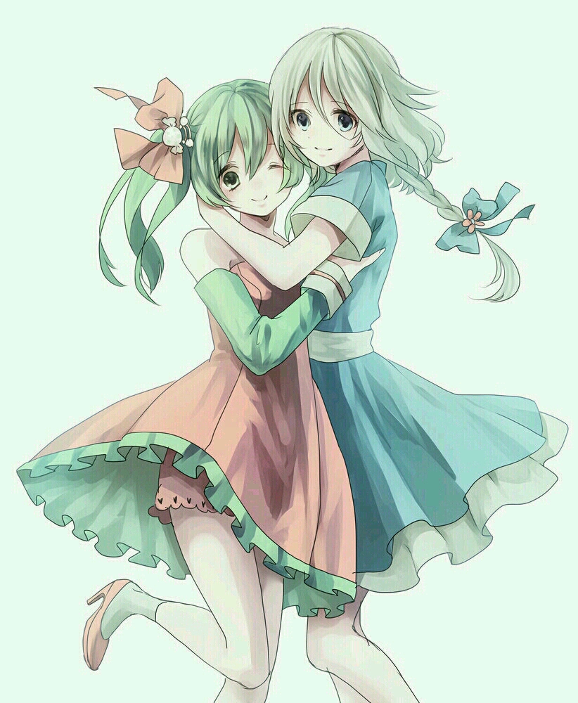 二次元动漫v家 初音未来和ia!萌萌哒,么么~可爱