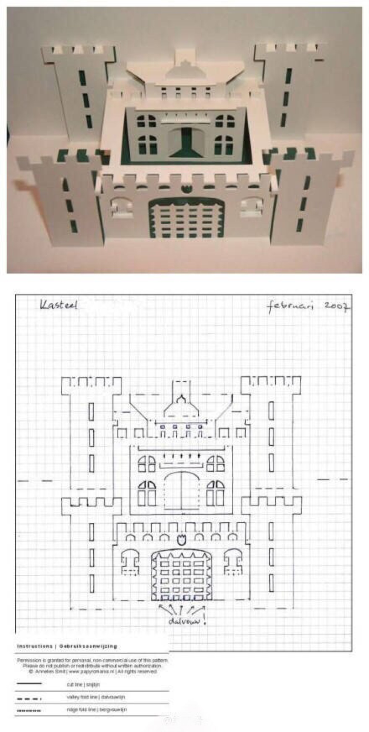 立体贺卡制作过程 用小刀划开实线 虚线折叠 就好了
