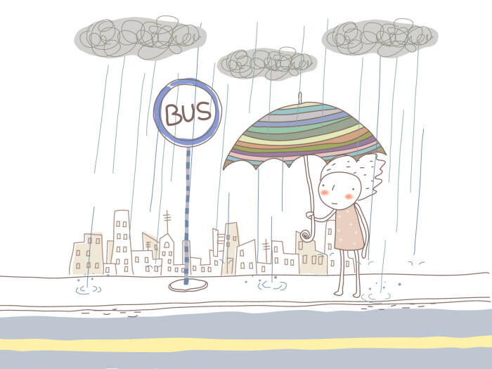 快乐童年 图11【简笔画】儿童 雨伞 车站
