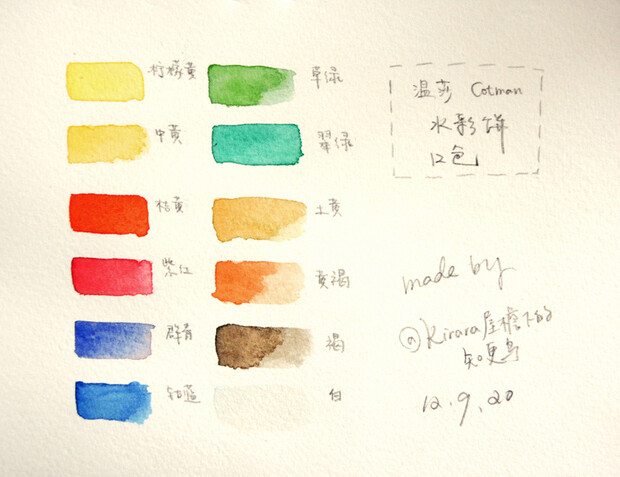 温莎·牛顿 cotman 固体水彩 (12色); daler rowney fw丙烯墨水 (白色