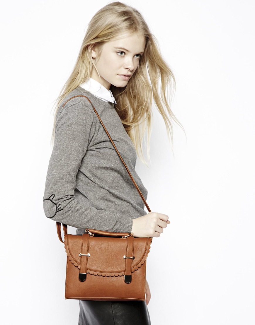 浅棕色学院风单肩包 欧美风 品牌 asos asos现在很