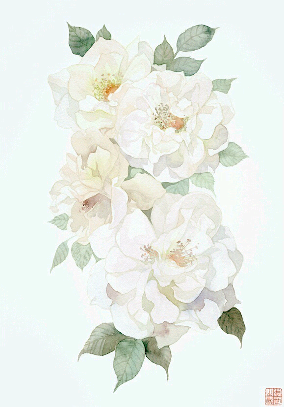 水彩 淡淡的花朵