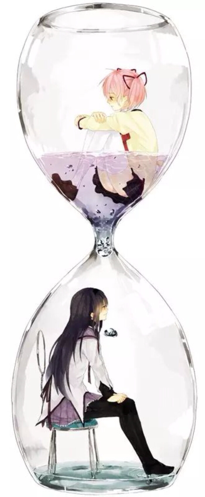 二次元 插画 动漫少女 唯美系 壁纸 沙漏 #魔法少女小圆# by捕梦少女
