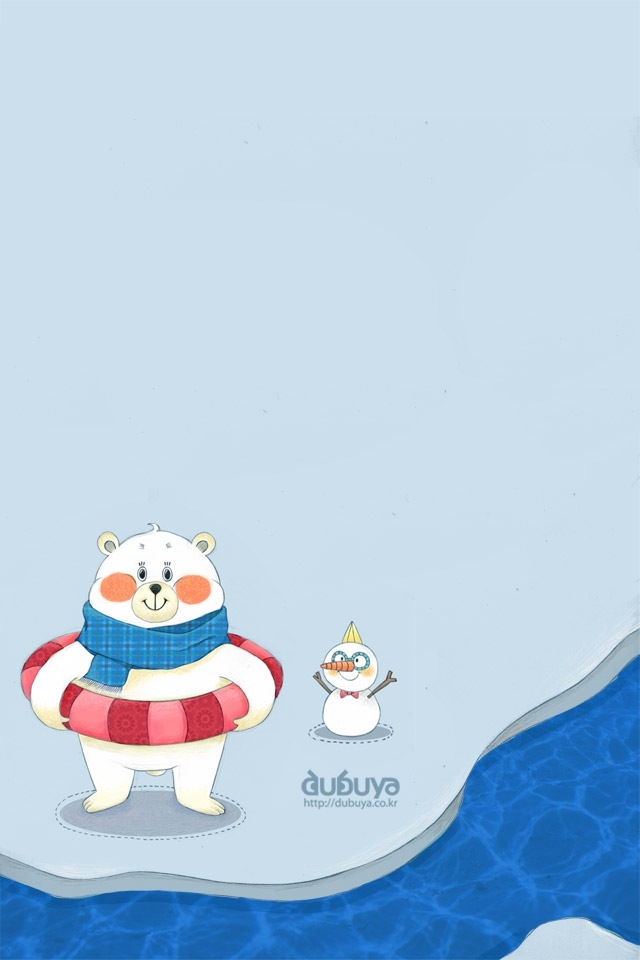 iphone壁纸 萌物 可爱 背景 套图 韩系 动物系列 北极熊