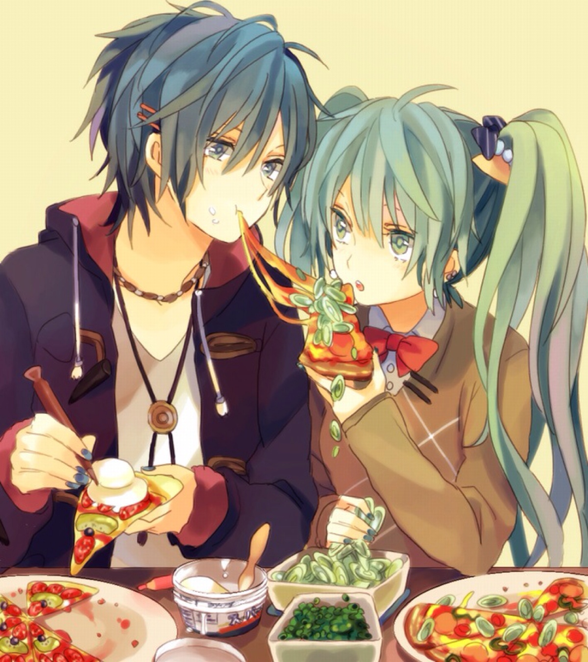 hatsune miku/kaito 绘师:秋吉