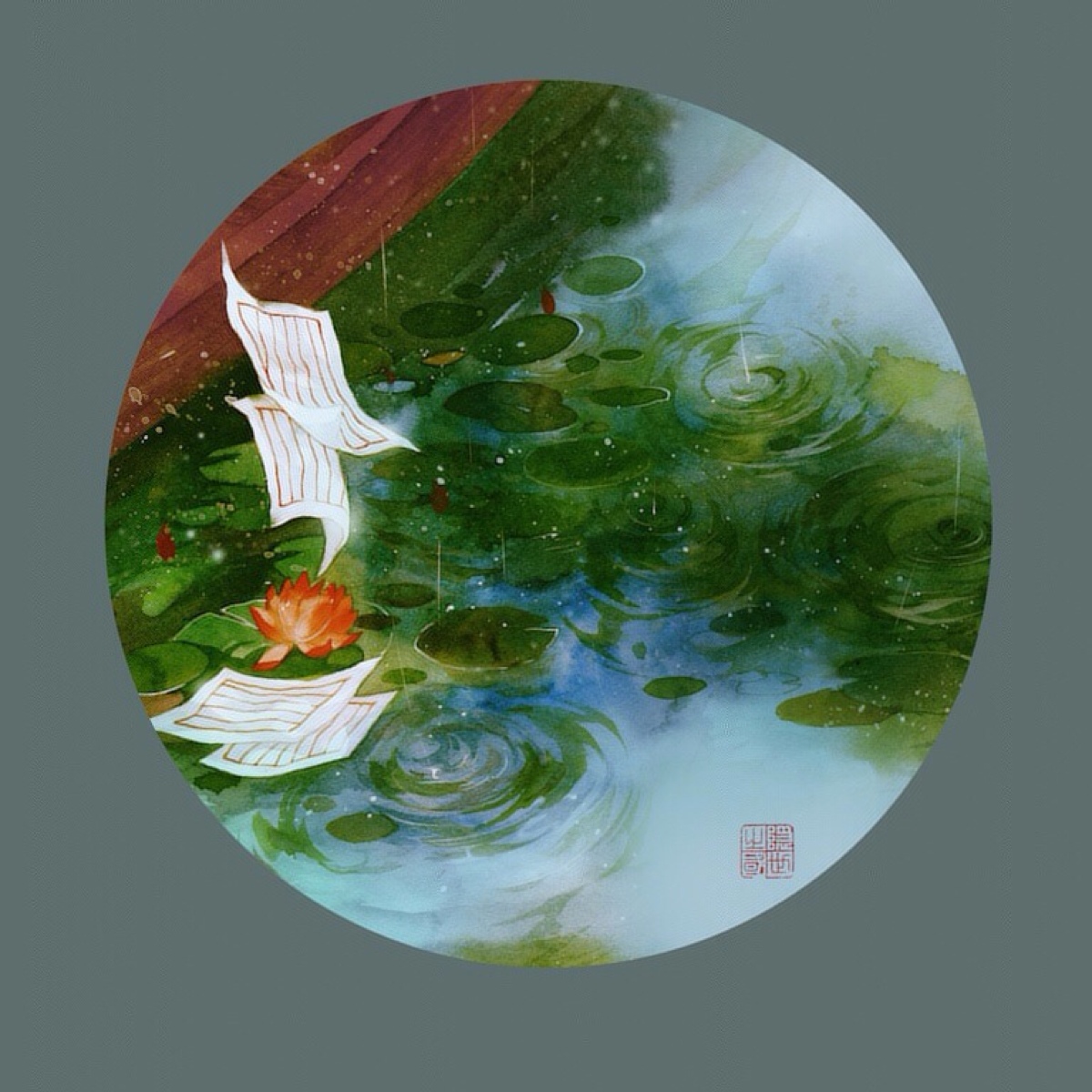 鹿菏 古风 水彩 插画