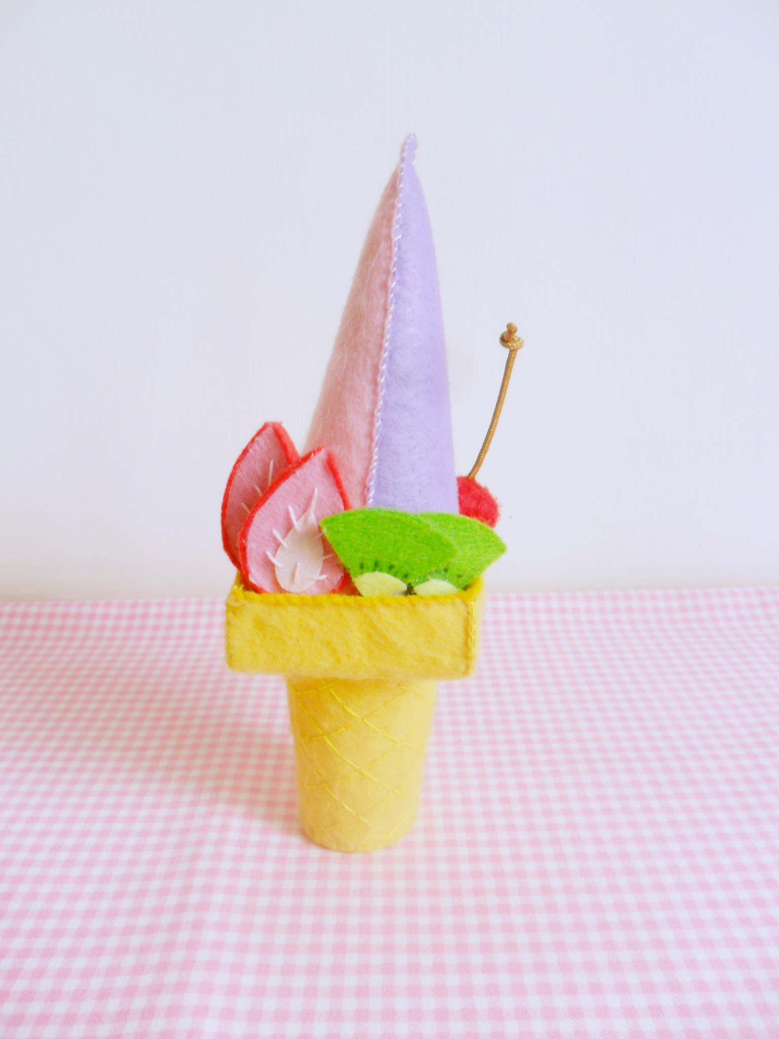 美味冰淇淋#不织布水果双色冰淇淋.