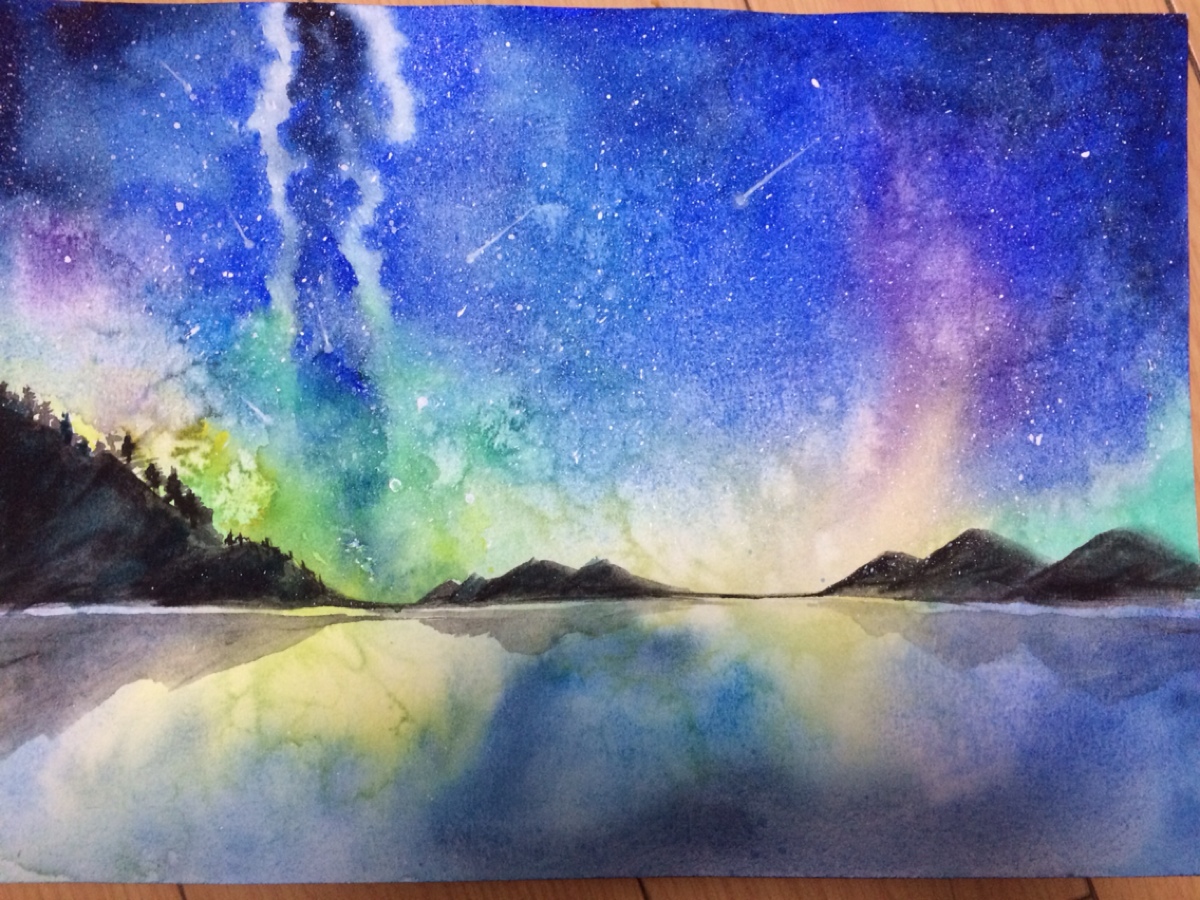 照着别人的原图画了幅星空