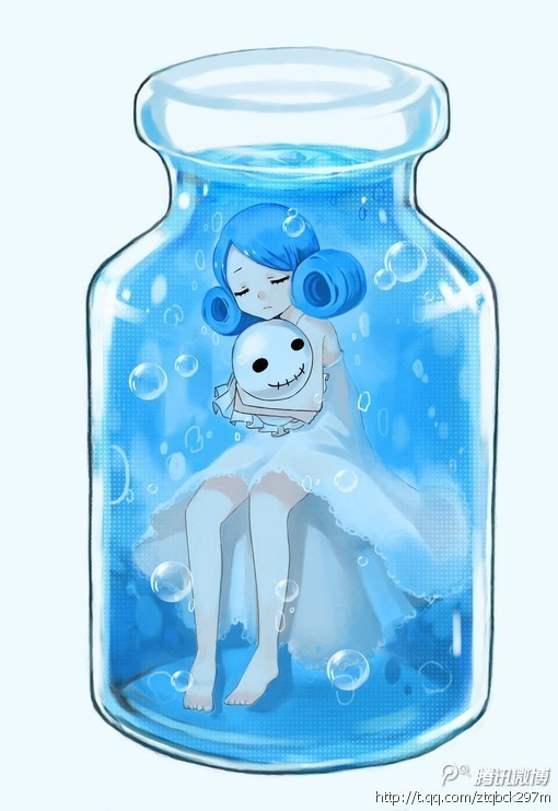 动漫 人物 插画 玻璃 瓶子 萌物 … - 堆糖,美图壁纸